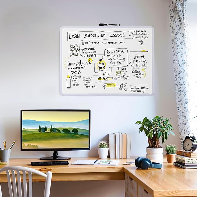 Mr. Pen- Magnetic Whiteboard Dry Erase, 18x24 Inches, Dry Erase Board with Black Fine Point Marker, Magnetic White Board for Students, Home, Office and Classroom