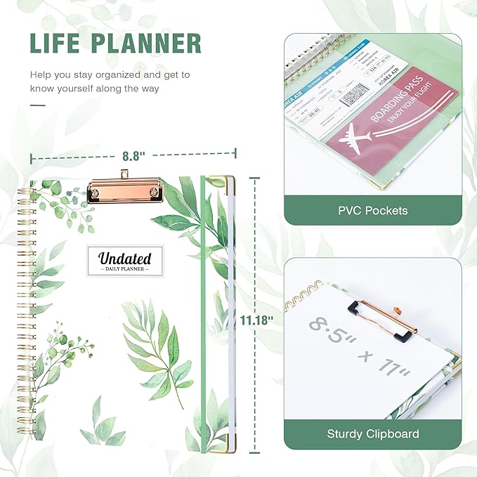 Ospelelf Undated Spiral Bound Planner Daily, Weekly and Monthly Planner 2026, Work Planners 12 Month 8.5 x 11