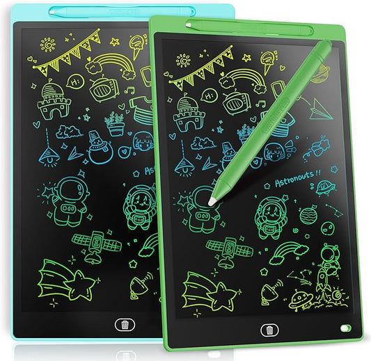[2 Pack] Genialba LCD Writing Tablet 10-Inch Colorful Doodle Board, Toddler Learning Educational Toys Gifts for 3-8 Years Old Girls and Boys, Electronic Drawing Pad for Kids (Blue&Green)