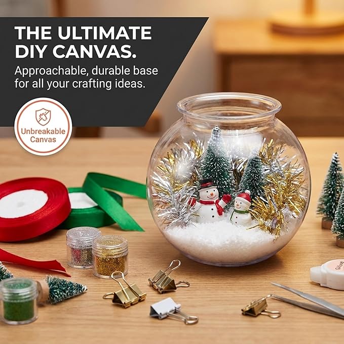 Plastic Ivy Bowls - 12 Pack - 16 Oz - Fish Bowl for Drinks, Home Décor, Unbreakable Centerpiece, Carnival Game Accessory, Candy Dishes, Ornament Holder, Party Supplies, Sweet Treats