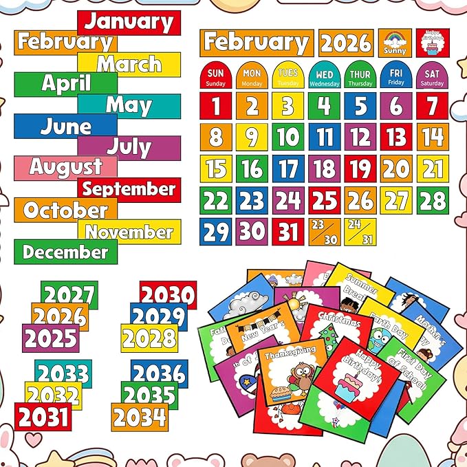 Gueevin 124 Pcs Classroom Calendar Bulletin Board Set Black and White Polka Dots Seasons Weather Calendar Chart Bulletin Board Display with Cards Festival Pocket Chart for Learning Decoration