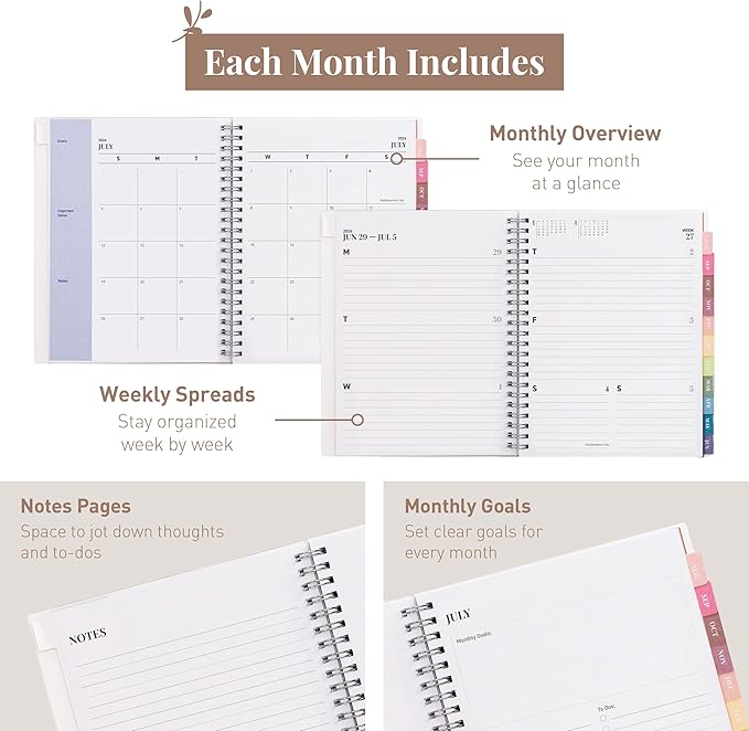 Rileys Academic Planner 2026-2027, Daily, Weekly & Monthly Planner, July 2026 - June 2027, Student Notes Pages, Twin-Wire Binding, Weekly Agenda for School & Work (8 x 6-Inches, Typographic, Blue)