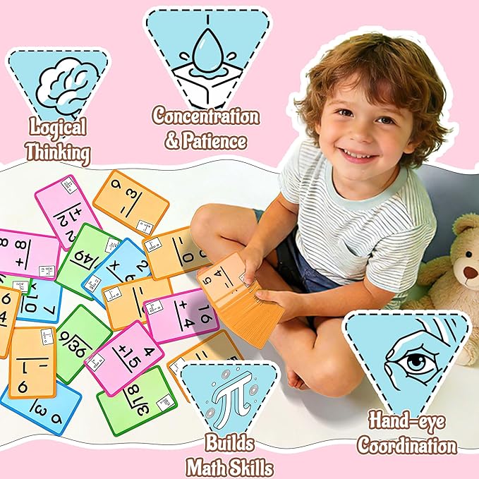 4 Set in 1, 144 Pcs Math Flashcards for Kids Ages 3-Up, Include Addition, Subtraction, Division and Multiplication Flash Cards, Math Flashcards, Multiplication Flash Cards