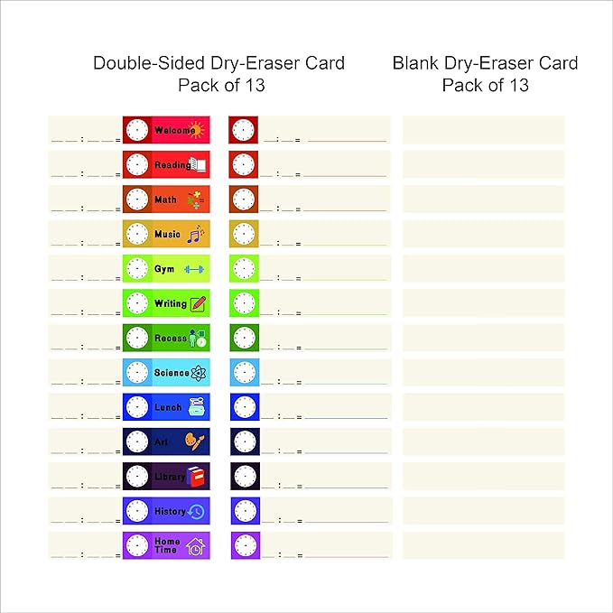 Youngever Classroom Pocket Chart,13+1 Pocket, Daily Schedule Pocket Chart, 26 Double-Sided Reusable Dry-Eraser Cards (13 Color+13 Blank) Educational Charts for Classroom Office Home Preschool Activity