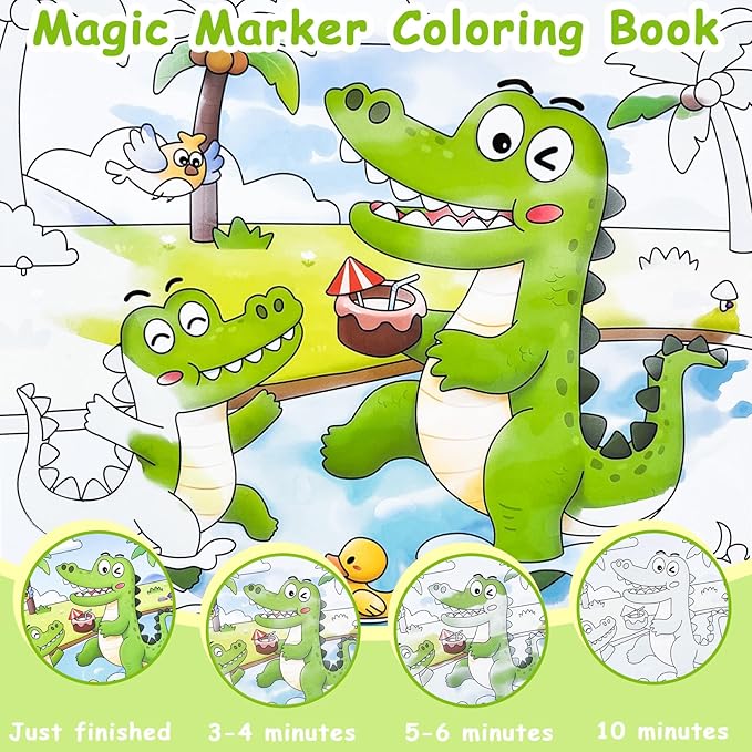 SEP SHIZHI 4 Pack Reusable Water Painting Books for Kids, 24 Painting Pages Magic Water Coloring Book, Water Doodle Book Toy, Mess Free Paint Coloring for Toddlers Ages 3+, Fun Travel Activity Toys