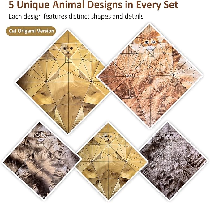 DGRKZY Cute Cat Origami Paper Kit, 3D DIY Paper Cats to Fold, 50 Colorful Sheets, Easy Craft for Beginners, Screen-Free Activity, Desk Decor & Gift for Cat Lovers