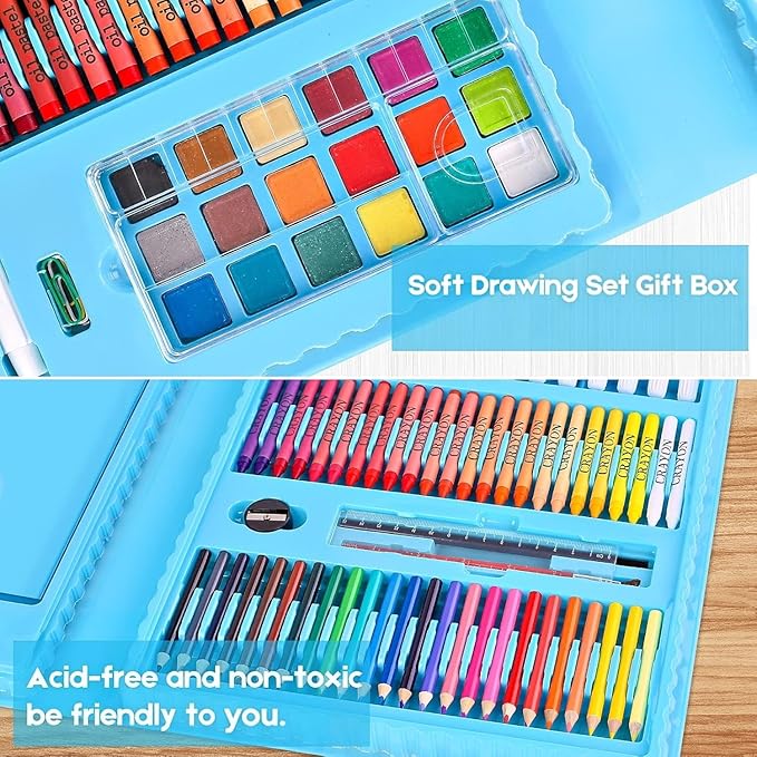 iBayam Art Case Coloring Set - (251ct), Art Kit for Him & Her, Art Supplies Set, Gifts with Trifold Easel, Scratch Paper, Sketching/Coloring Book, Crayons Pencils