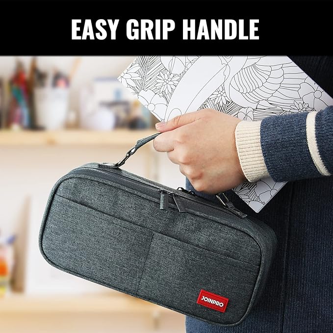 JOINPRO Large Capacity Pencil Case, 4 Compartment Pen Pouch Organizer with Double Zipper, Storage Bag for School, Office, Teen Girl Boy Men Women
