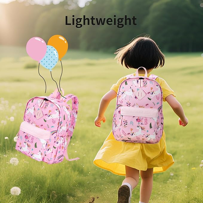 KK CRAFTS Preschool Backpack Kindergarten Little Kids Toddler Elementary School Backpacks for Boys and Girls with Chest Strap(15Inch, Pink Unicorn)