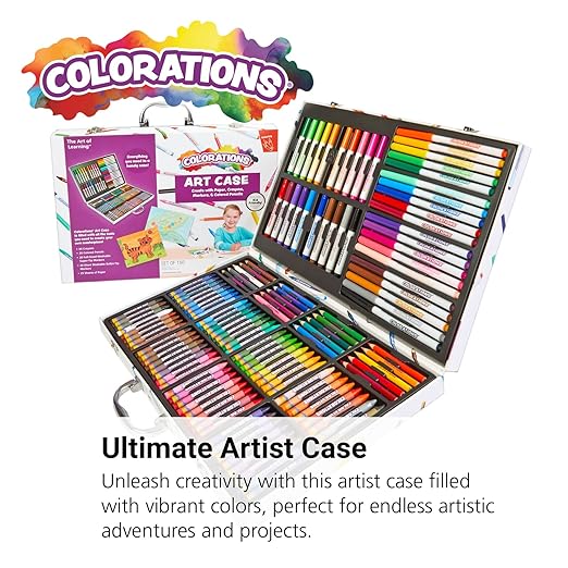 Colorations - Creative Artist Case - 150 pcs - Markers, Crayons, Colored Pencils, Paper, Art Set for Kids, Coloring Kit, Washable