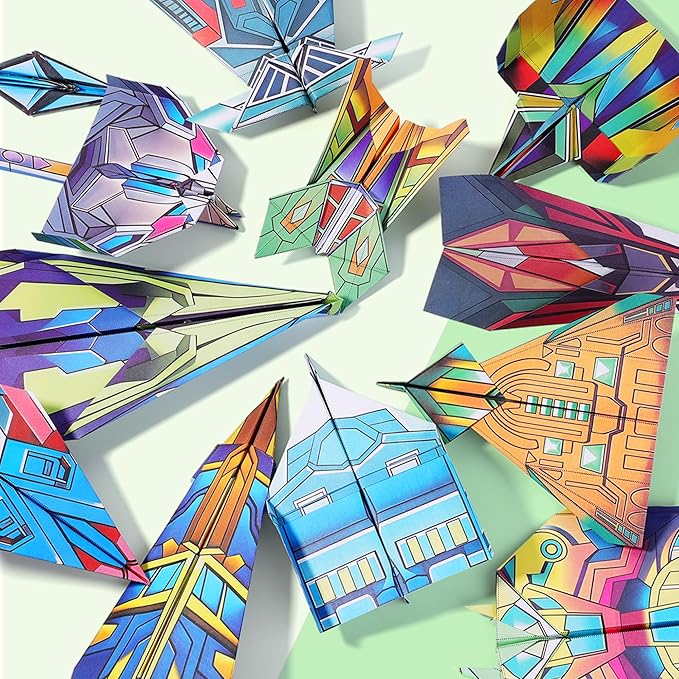 Vexorith Paper Airplane Kit,Origami Kit for Kids Ages 8-12, DIY Origami Plane,with 16 Classic Designs 36 Sheets of Colorful Origami Paper Designs Best Gift for Your Child(Digital Manual Only)
