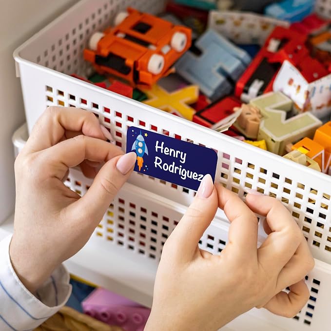 Personalized Waterproof Name Labels for Kids | Optional Packs 50, 150, 230 Labels | Custom Name Stickers for Kids' Clothing Tag, Water Bottle, Lunch Box, Customize Kid Name Label for Daycare Space