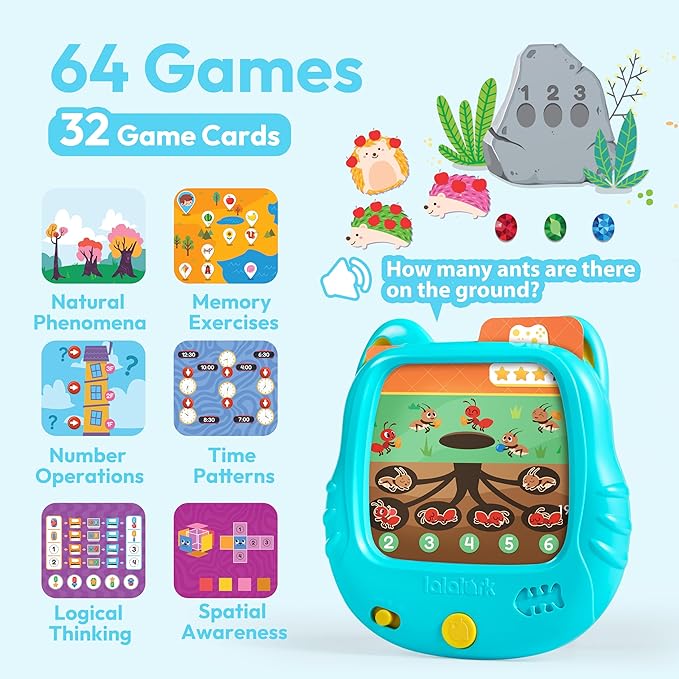 lalalark Kids Learning Tablet for Toddlers 3-5, 200 Pages Talking Flash Cards with Sight Words & Games, Montessori Learning Toys for Words, Simple Math, Logical Thinking, Easter Basket Stuffer