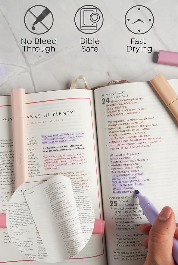 BLIEVE Bible Highlighters No Bleed Through, Chisel Tip, 5 Pack | No Smear, Quick-Dry, Aesthetic Cute Pastel Colors For Bible & Journaling (Morandi Edition)