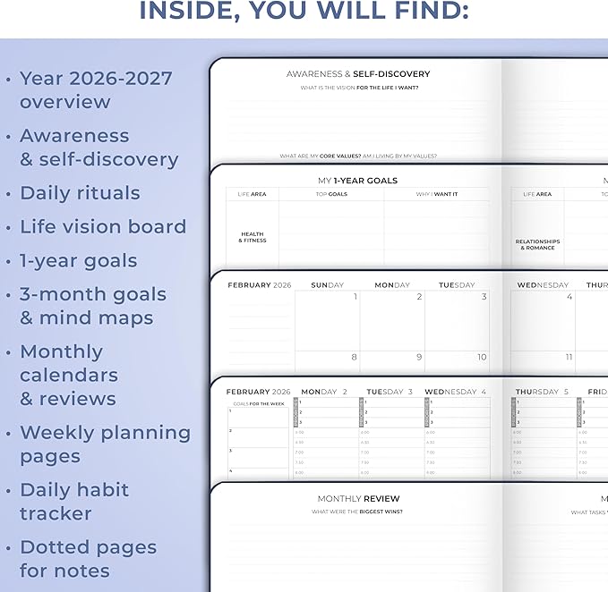 Clever Fox Planner PRO Schedule Dated (Jan 2026–Jan 2027) – Weekly & Monthly Life Planner with Time Slots, Appointment Book and Daily Organizer to Increase Productivity, A4 Hardcover – Dark Blue