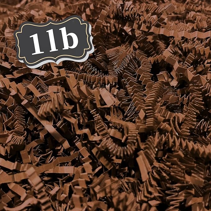 ZEBMOON 1 LB Brown Crinkle Cut Paper Shred Filler Great for Gift Wrapping, Basket Filling, Birthday, Wedding, Halloween, Thanksgiving, Christmas Day, New Year Party Decorations Filling Supplies