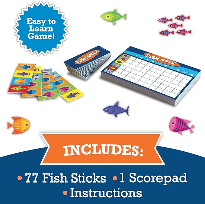 Peaceable Kingdom Fish Stix Award-Winning Strategy Board Game for Kids Ages 6+ Color & Pattern Matching Family Game Night Cooperative Game 2-4 Players Educational Gift for Boys & Girls