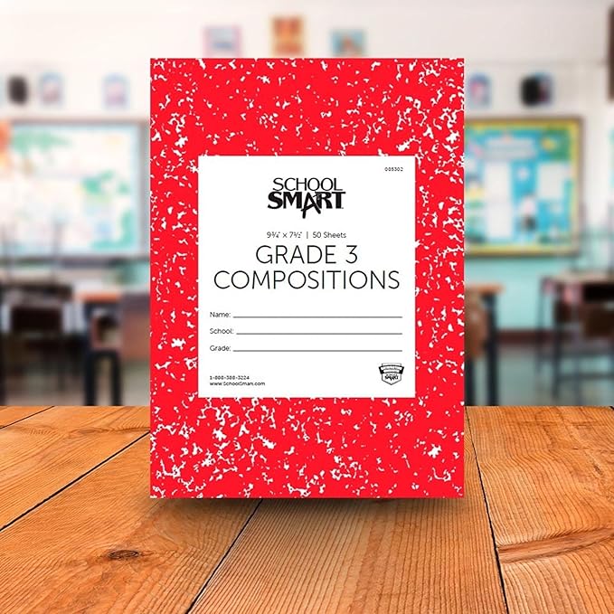 School Smart Skip-A-Line Composition Books - Grade 3, 50 sheets, Red