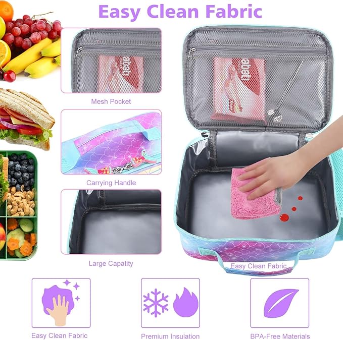 RHCPFOVR Kids Lunch Box for Girls Teens Insulated Lunch Bag Reusable Lunch Tote Kit for School Travel
