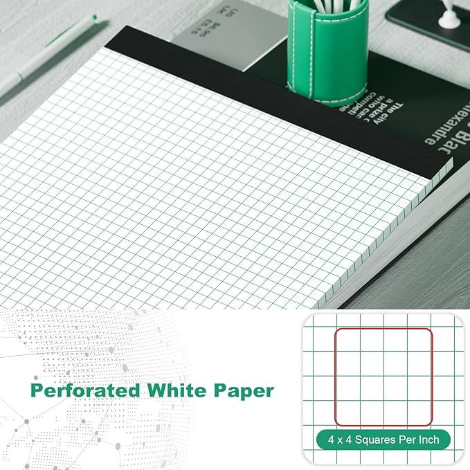 3 Pack Graph Paper Pad 8.5 x 11 Quad Ruled Graph Pads 4x4, White Grid Paper Pad Letter Size 8.5 x 11-Inch, Micro-Perforated Graph Paper Notebook Square Math Paper Writing Pads for Office School