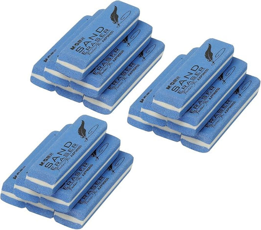 PATIKIL 18 Pcs Sand Erasers, Frosted Eraser Block Easy to Clean Durable Bulk for Gel Ink Ballpoint Fountain Pen Office, AXP96650, Blue