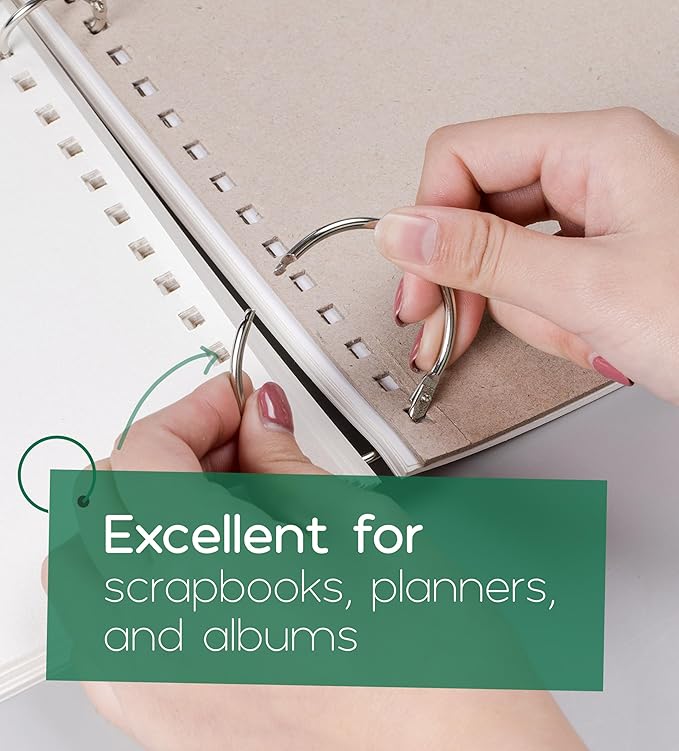 Mr. Pen- Loose Leaf Binder Ring, 60 Pack, 4 Sizes (1", 1.25", 1.5", 2"), Metal Loose Leaf Binder Book Rings for Books and Index Cards, Scrapbook, Keychains, School, Home, Office, Silver