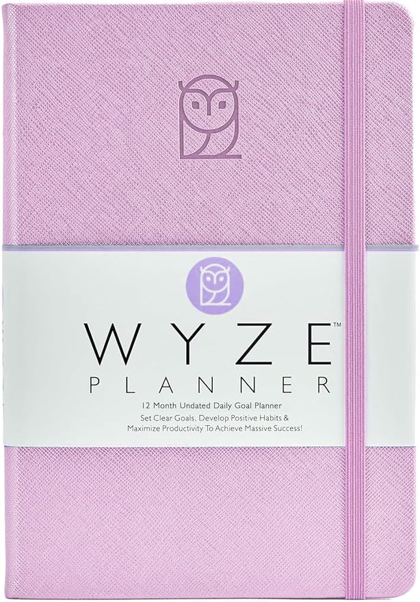 Wyze Planner Undated Daily Planner – 1-Year B5 Productivity Organizer with Two-Page Weekly Spread, ADHD Friendly, Goal Setting, Habit Tracker, Weekly & Monthly Pages – Hardcover Time Management Notebook (Lilac)