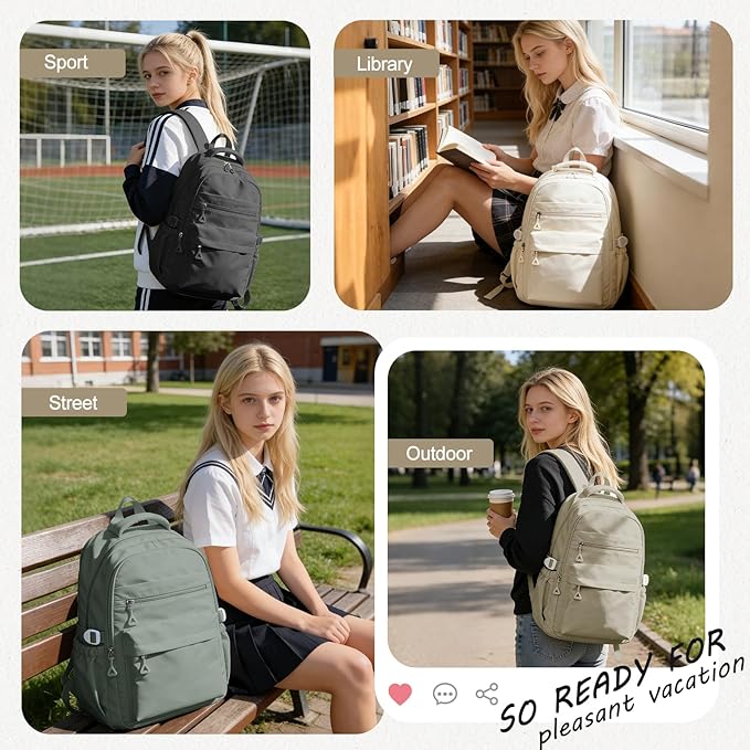 Backpack for College Students Women Men, Aesthetic Backpacks for Middle School, Waterproof Bookbag, Lightweight High School Backpack for Teens Boys Girls(Gray Brown)