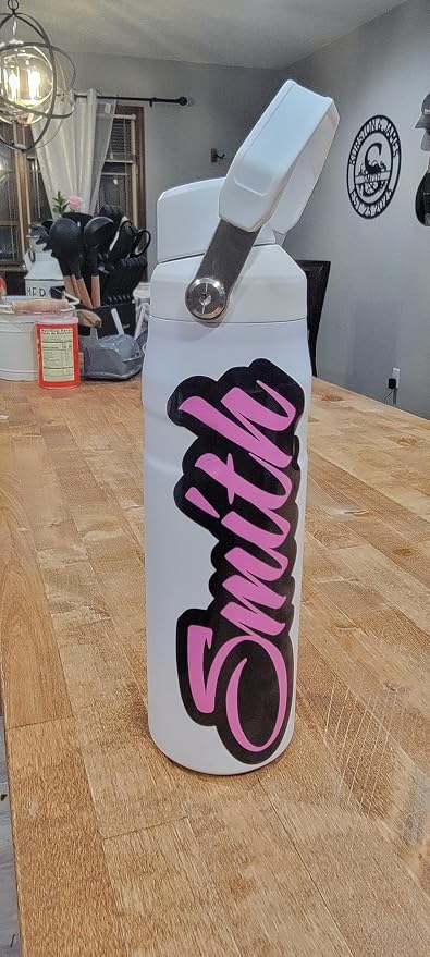 Custom Name Stickers for Water Bottles - Personalized Dishwasher Safe, Vinyl Outline Name Labels for Cups, Tumblers, Helmets, Laptop, Bikes, Cars, Storage and Pet Bowls (Long 16-25 Letters)