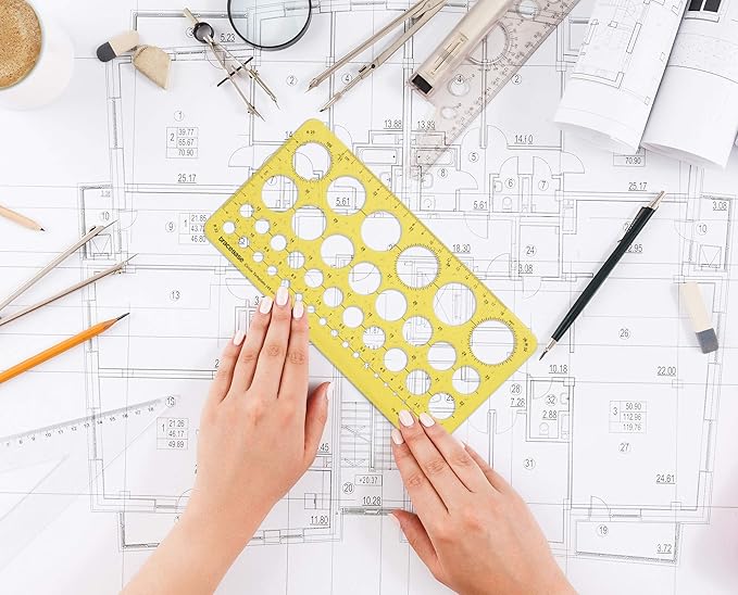 Traceease Geometric Drafting Circle Template Drawing Stencil, Designing Template Measuring Ruler