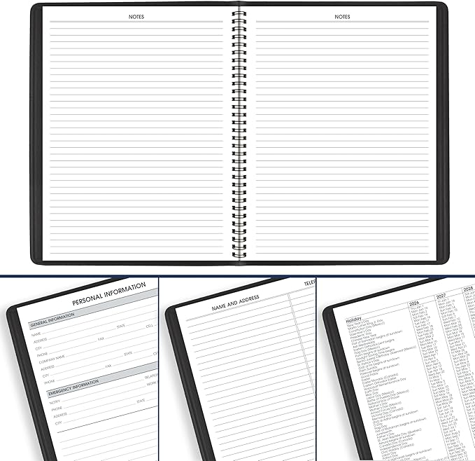 AT-A-GLANCE Planner 2026-2027 Weekly Academic 14-Month July-August, Quarter-Hourly Appointment Book, 7" x 8-3/4", Black (7095805)