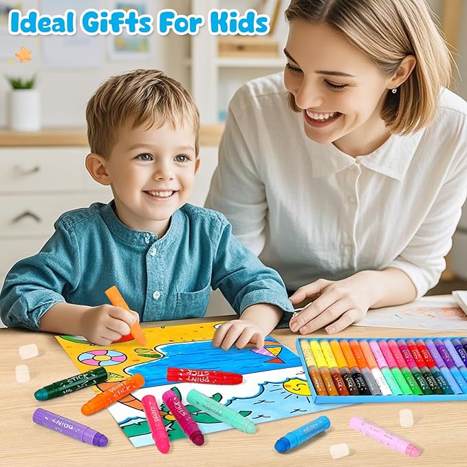 Tempera Paint Sticks For Kids 2-4, 36 Assorted Colors Washable Paint Set, Back to School Art Supplies for Toddler 1-3, Ideal Basket Stuffers for Boys Girls