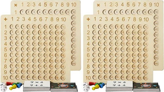 Asweets 2 in 1 Wooden Montessori Multiplication Addition Board Game Montessori Toy Educational Math Table Board Game Double-Sided Boards for Toddlers and Preschool Gifts for Kids (Pack of 2)