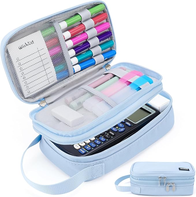 Pencil Case Large, High Capacity Canvas Big Pencil Pouch Organizer Holder | 5 Compartments Pockets Sturdy Zipper, Cute Pencil Case for School Office Student Teen