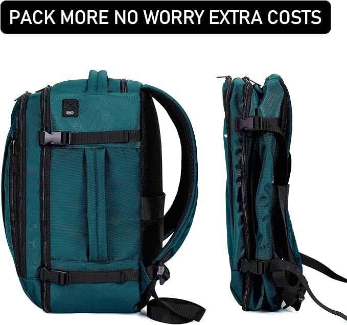 ECOHUB Travel Backpack 18x14x8 Frontier Airlines Personal Item Bag Teal | Carry On Backpack with 13 Pockets, Casual Daypack for Men Women Airline Approved Water Resistant Back pack with Charging Port