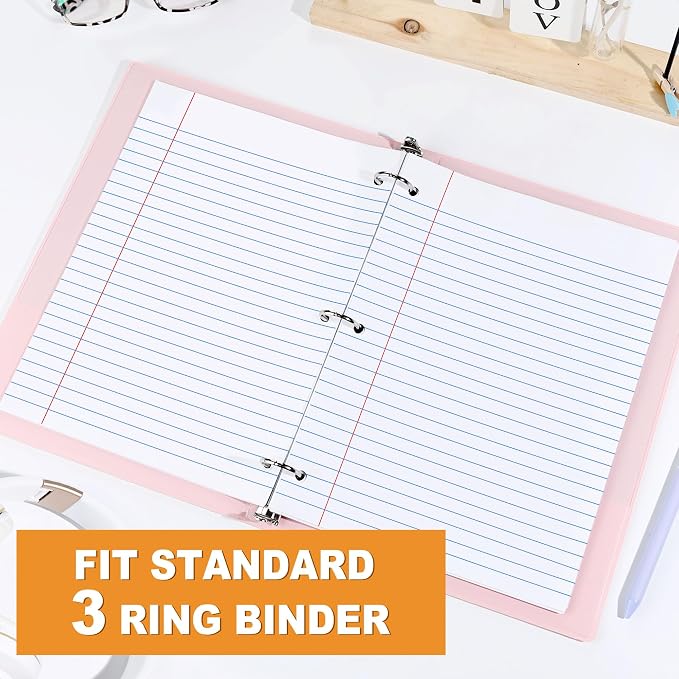 SUNEE Loose Leaf Paper, 900 Sheets, 6 Pack Wide Ruled Paper, 8 x 10-1/2 Inch Filler Paper, 3 Hole Punch Binder Paper, Loose Leaf Notebook Paper, 150 Sheets/Pack