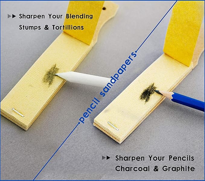 N NOROCME 10 PCS Blending Stumps, Blending Sponge Pens and Sandpaper Pencil Sharpener,Washable & Reusable,Kneaded Eraser,Tortillions Paper Art Blenders for Student Artist Charcoal Sketch Drawing