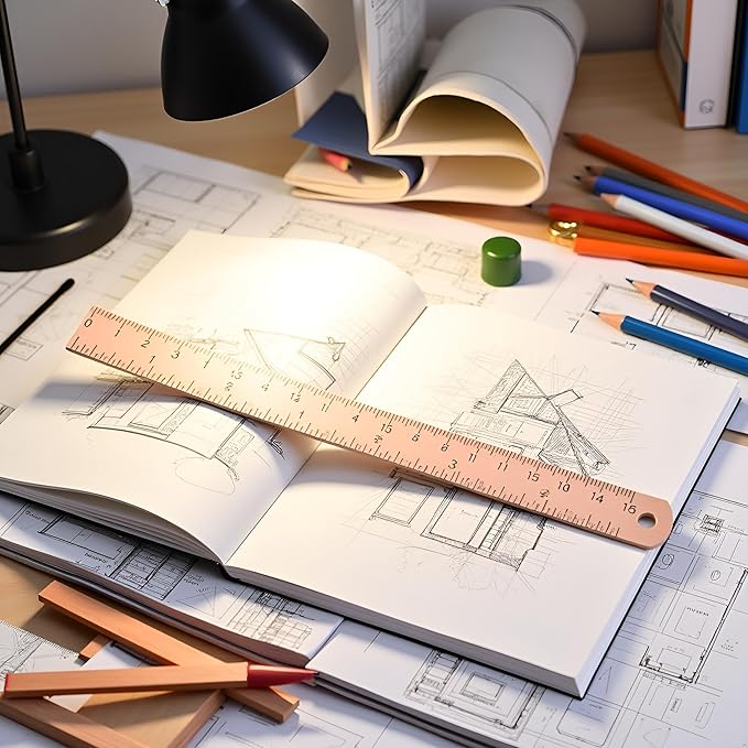 Rose Gold Ruler, Metal Drawing Ruler, Unisex Learning Measuring Ruler Bookmark Stationery for School Office Math Geometry Drafting Tools, Office School Supplies, Drafting Tools and Kits