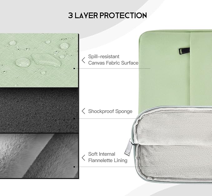 Laptop Sleeve Case 17 inch, Padded Shockproof Travel Carrying Bag for HP Laptop 17, HP Envy 17, Pavilion 17, OmniBook 7, ASUS Vivobook 17 Water-Resistant Computer Cover with Accessory Pocket -Green