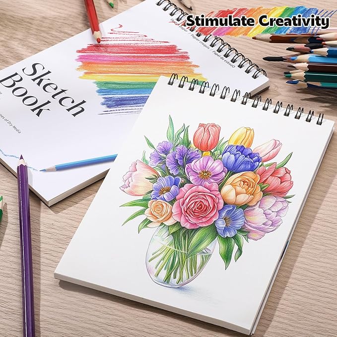 12 Pack Small Sketch Books, 5.5 x 8.5 Inch Mini Sketchbook, 68lb/100gsm Spiral Bound Small Sketch Pad, Acid Free Art Supplies Drawing Painting Sketchbook for Kids, Beginners, Artists