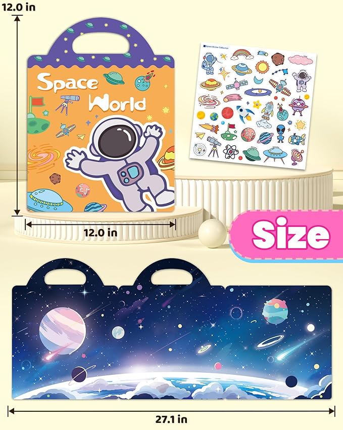 Walenced Reusable Sticker Book for Toddlers, Travel Stickers for Kids, Toddler Craft Activities Toys, Birthday Gifts for Boys & Girls