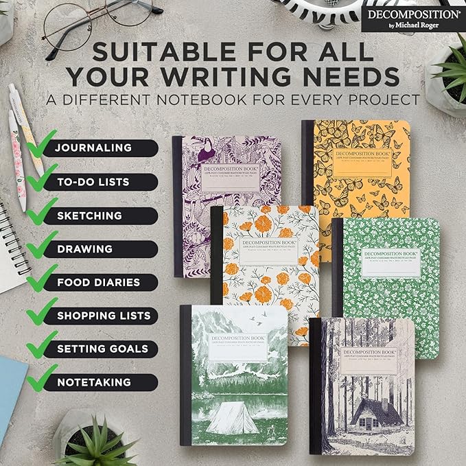 Decomposition Honeycomb College Ruled Composition Notebook - 9.75 x 7.5 Journal with 160 Lined Pages - Notebooks for School Supplies, Home & Office - 100% Recycled Paper - Made in USA