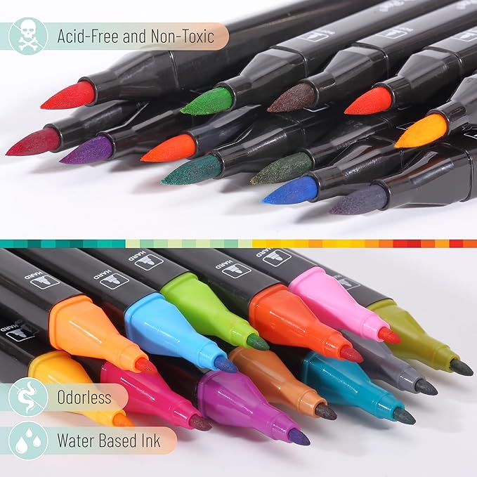 Mr. Pen- Dual Tip Brush Pens, 12 pcs, Vibrant Colors, Brush and Fine Tip Marker, Dual Tip Markers, Art Markers for Adults