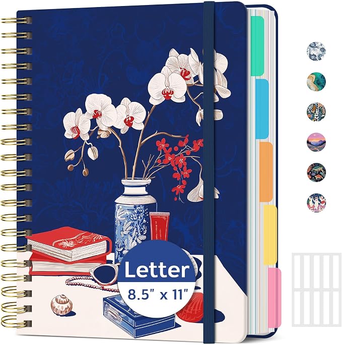 ZOTIA Large Spiral Notebooks for Work 5 Subject with Removable Dividers
