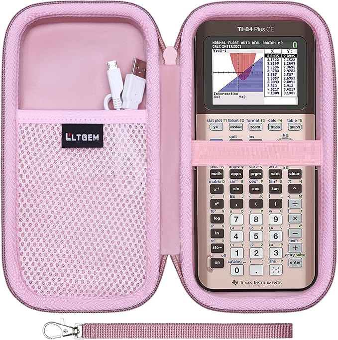 Case for Texas Instruments TI-84 Plus CE/TI-84 Evo/TI 84 Plus/TI-Nspire CX II CAS/TI-Nspire CX II Graphing Calculator, Mesh Pocket for Charging Cables, Pens and Rule(Rose Gold)