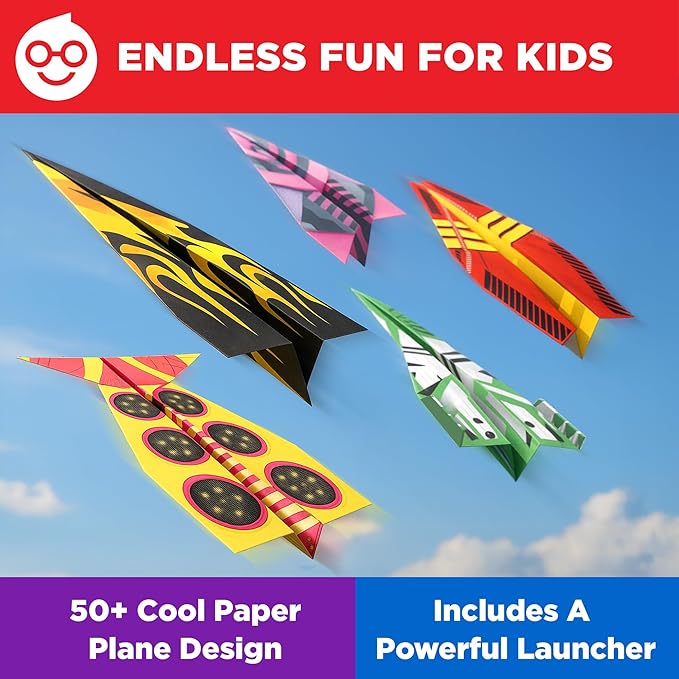 Doctor Jupiter Paper Airplane Book Kit with Launcher for Kids Ages 6+ | STEM Toys, Birthday Gift Ideas for 6,7,8,9,10,11,12 Year Old Boys | DIY Craft Activities, 50+ Paper Airplanes