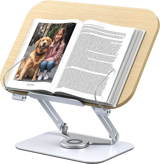 MOKURU Book Stand for Reading, 360° Adjustable Book Holder, Foldable Book Holder Stand, Cookbook Stand, Textbook Stand, Bible Stand, Hands Rree Book Stand, Laptop Stand, Tablet Stand