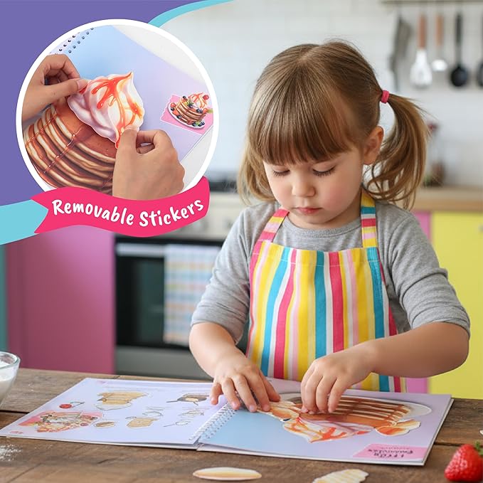 BSCOOL - Drawing, Coloring & Activity Book: Play and Bake with Stickers, Guides and Recipes. Dress Up Your Cake Design for Kids 5 and Up.Gift for Girls