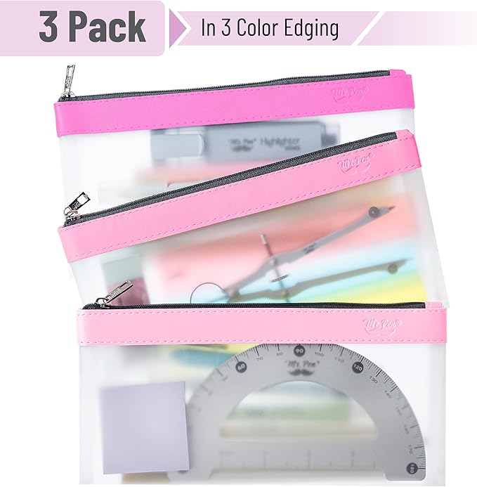 Mr. Pen- Clear Pencil Pouch, 8.50"x4.25", 3 Pack, Durable TPU Material, Medium Water-Resistant Pencil Bags with Smooth Zipper, Multipurpose Clear Pouch for Stationery, School, Office, Travel Supplies