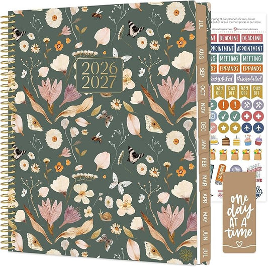 bloom daily planners 2026-2027 Planner (8.5” x 11") 13 Month Academic Year Organizer (July 2026 - July 2027) - Weekly & Monthly Agenda Book with Stickers & Tabs - Butterfly Garden